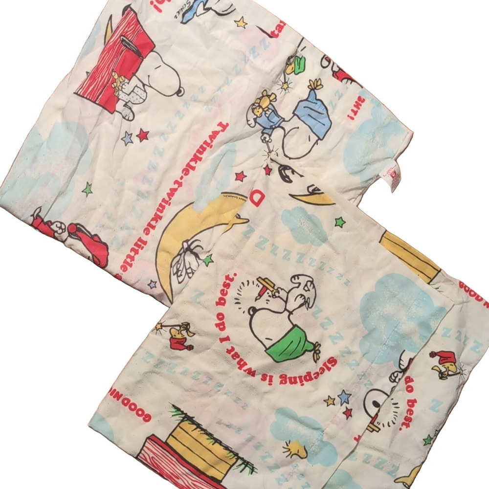 Peanuts Snoopy Pillowcase Set Standard Flannel Cotton Polyester Woodstock